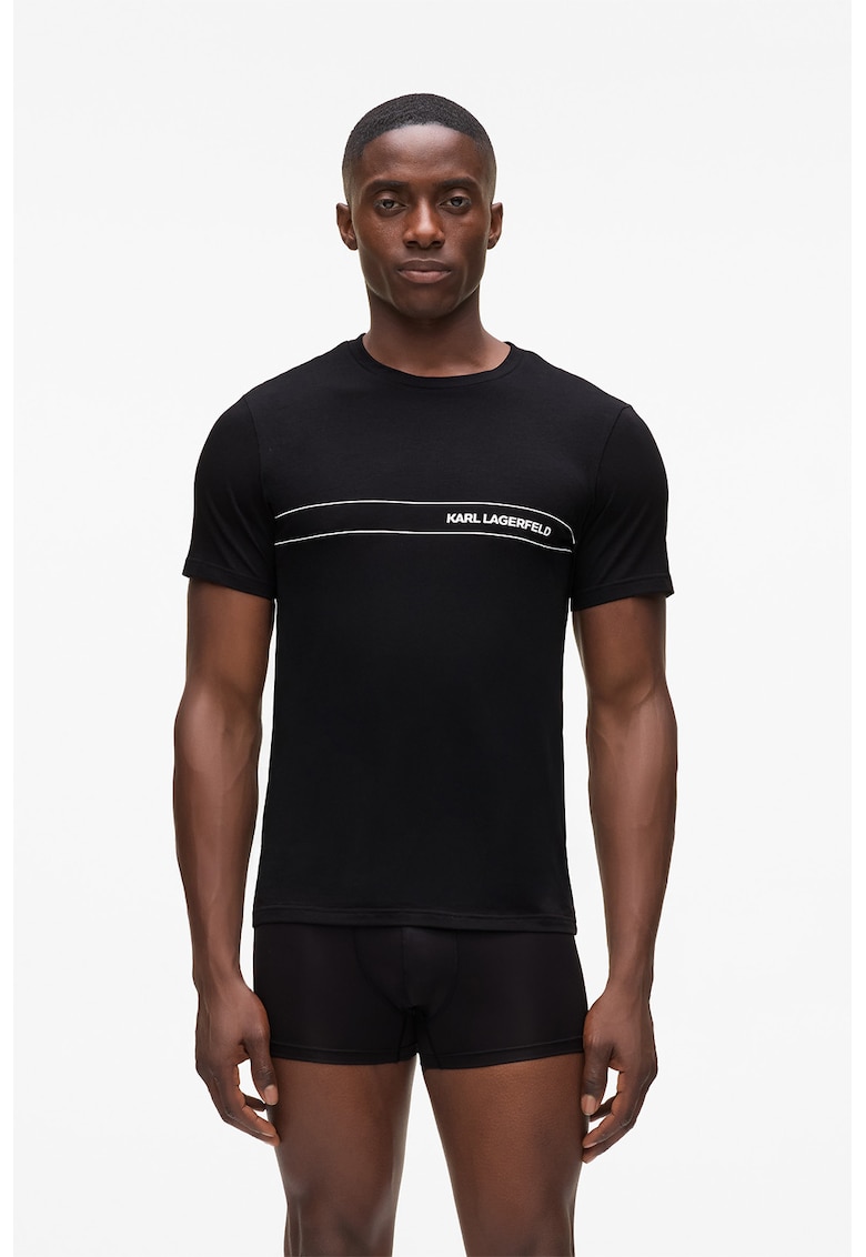 Oferte la Set de tricou de pijama slim fit si boxeri - Negru