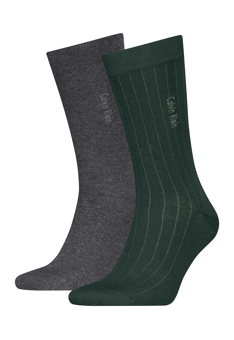 Oferte la Set de sosete lungi din amestec de bumbac - 2 perechi - Verde inchis/Gri inchis
