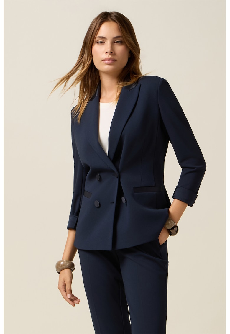 Oferte la Sacou cu doua randuri de nasturi si revere decupate - Bleumarin