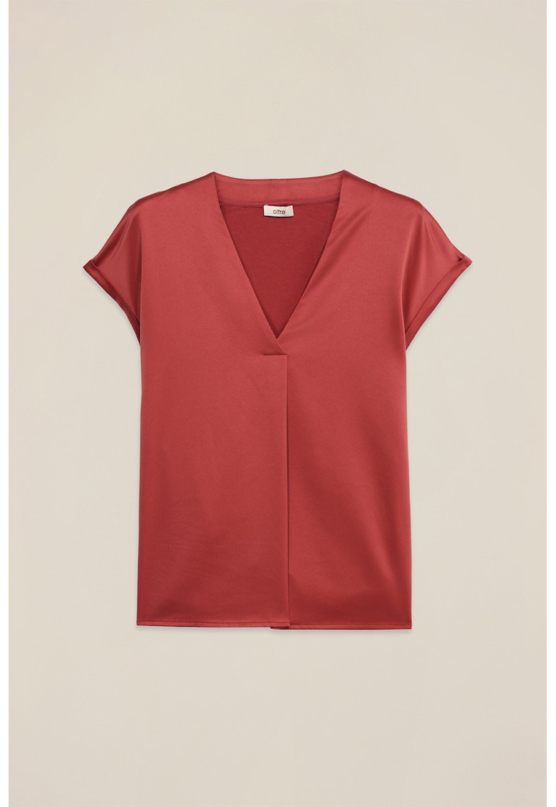 Oferte la Bluza uni cu decolteu in V - Caramiziu