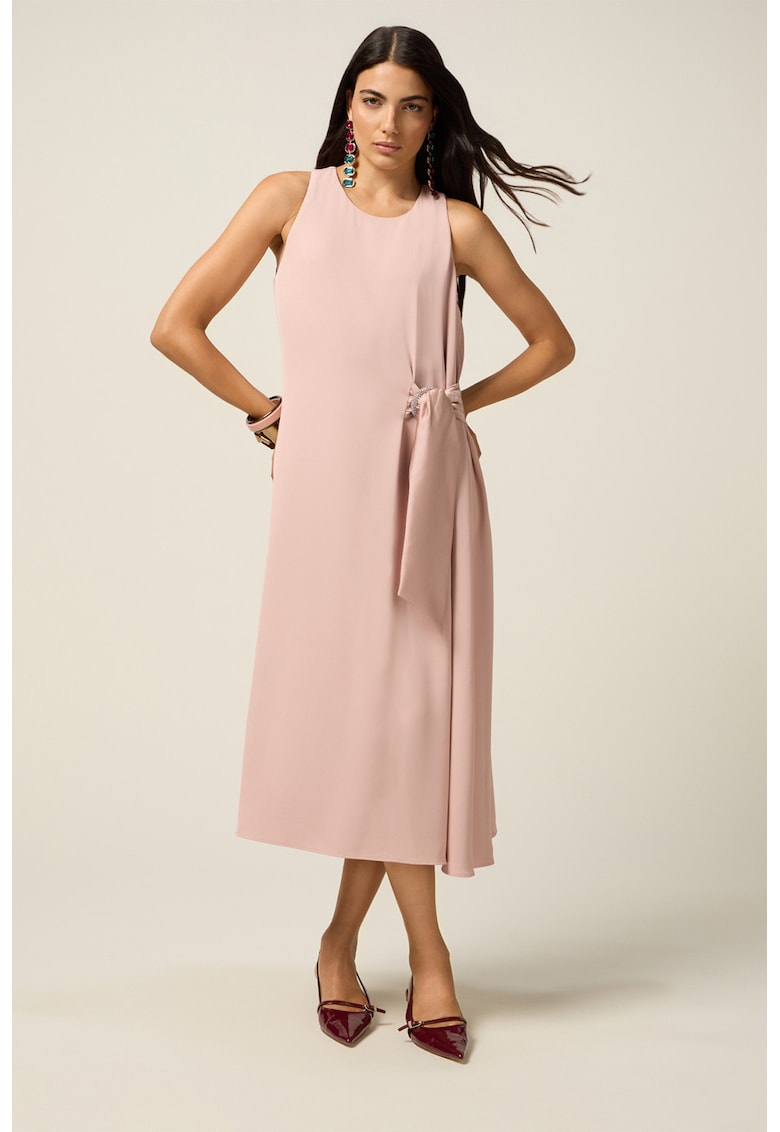 Oferte la Rochie fara maneci cu detaliu innodat - Roz pastel