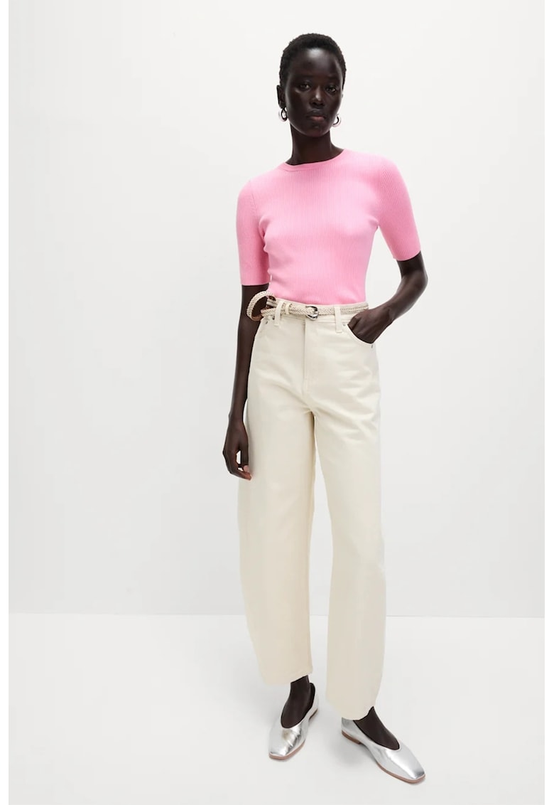 Oferte la Pulover slim fit cu striatii - Roz pastel