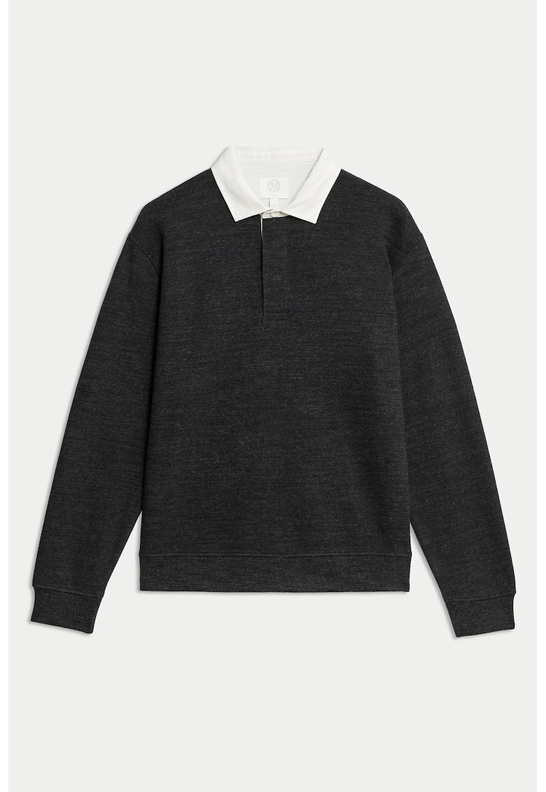 Oferte la Bluza de trening cu guler clasic contrastant - Gri antracit