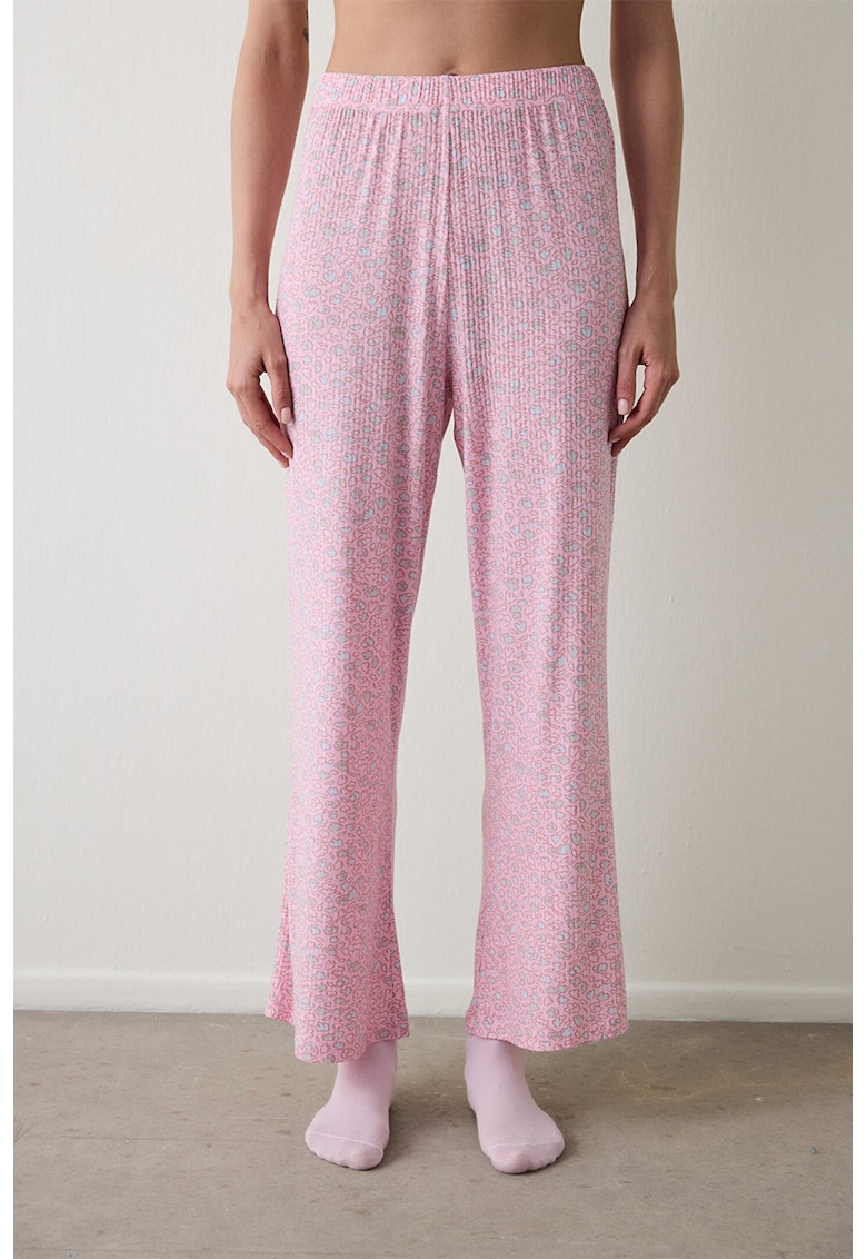 Oferte la Pantaloni lejeri de pijama cu talie inalta - Roz