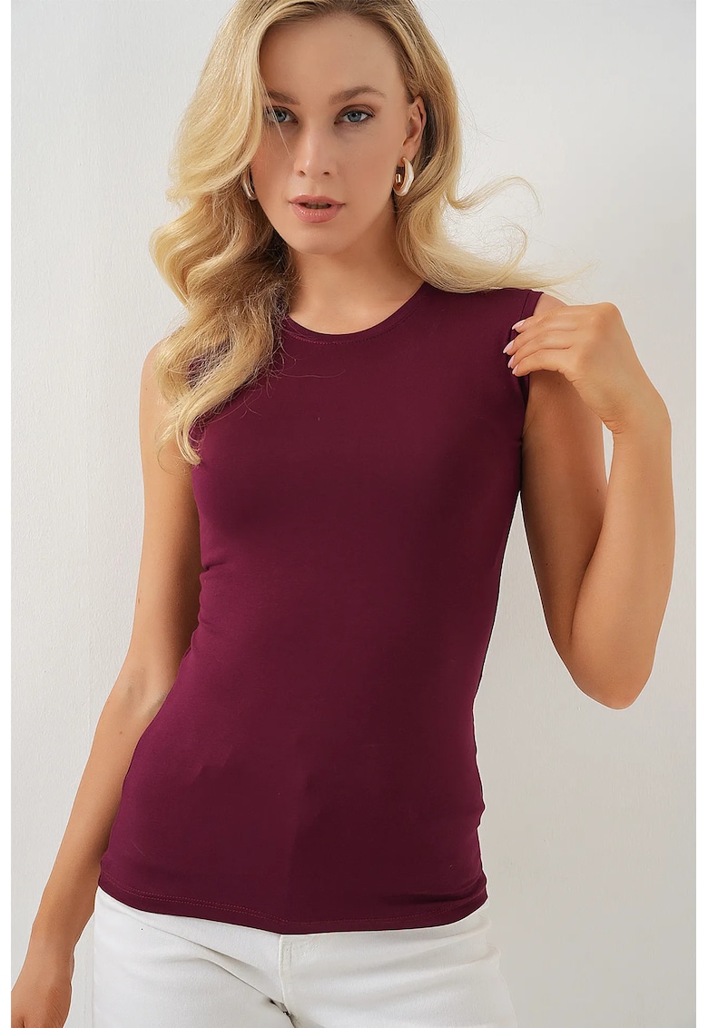 Oferte la Maiou dama - HiCCUP - decolteu rotund - viscoza/lycra - visiniu