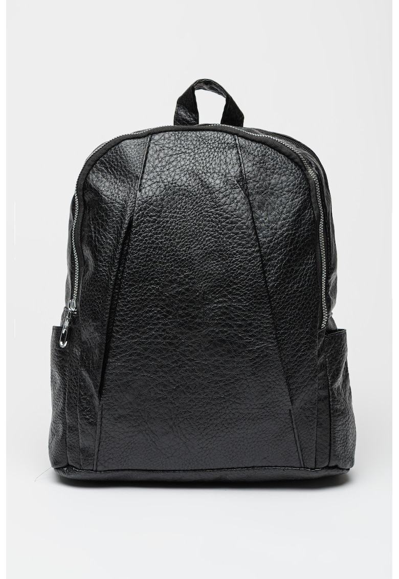 Oferte la Rucsac de piele ecologica cu buzunar pentru sticla de apa - Negru