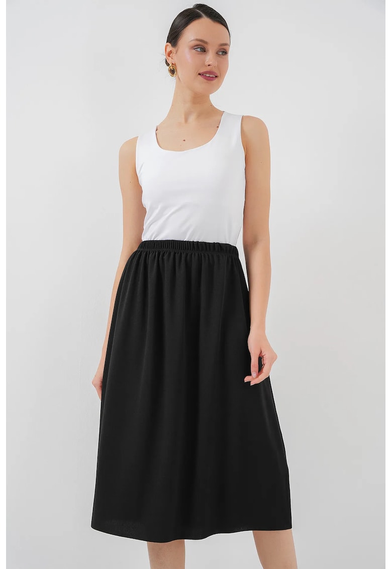 Oferte la Fusta midi - HiCCUP - tricotata - talie elastica - neagra - textil