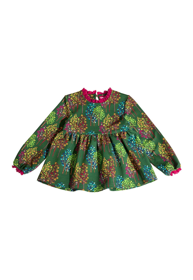 Oferte la Bluza cu imprimeu si decolteu la baza gatului - Multicolor