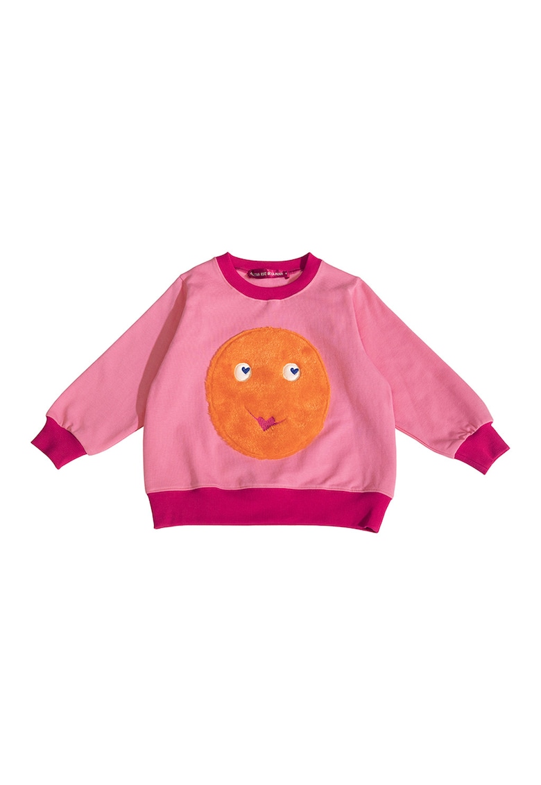 Oferte la Bluza de trening cu decolteu la baza gatului si design grafic - Fucsia