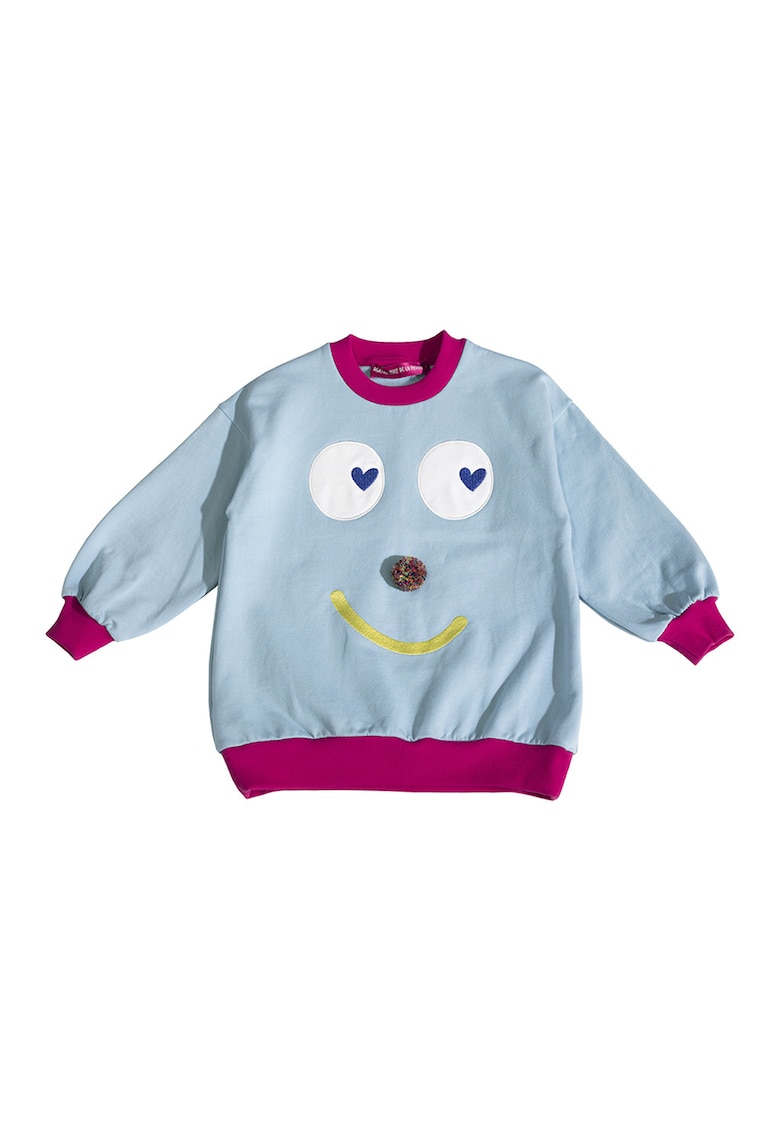 Oferte la Bluza de trening cu decolteu la baza gatului si design grafic - Rosu/Albastru