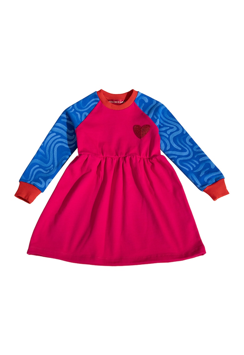 Oferte la Rochie cu croiala A si maneci contrastante - Fucsia/Albastru