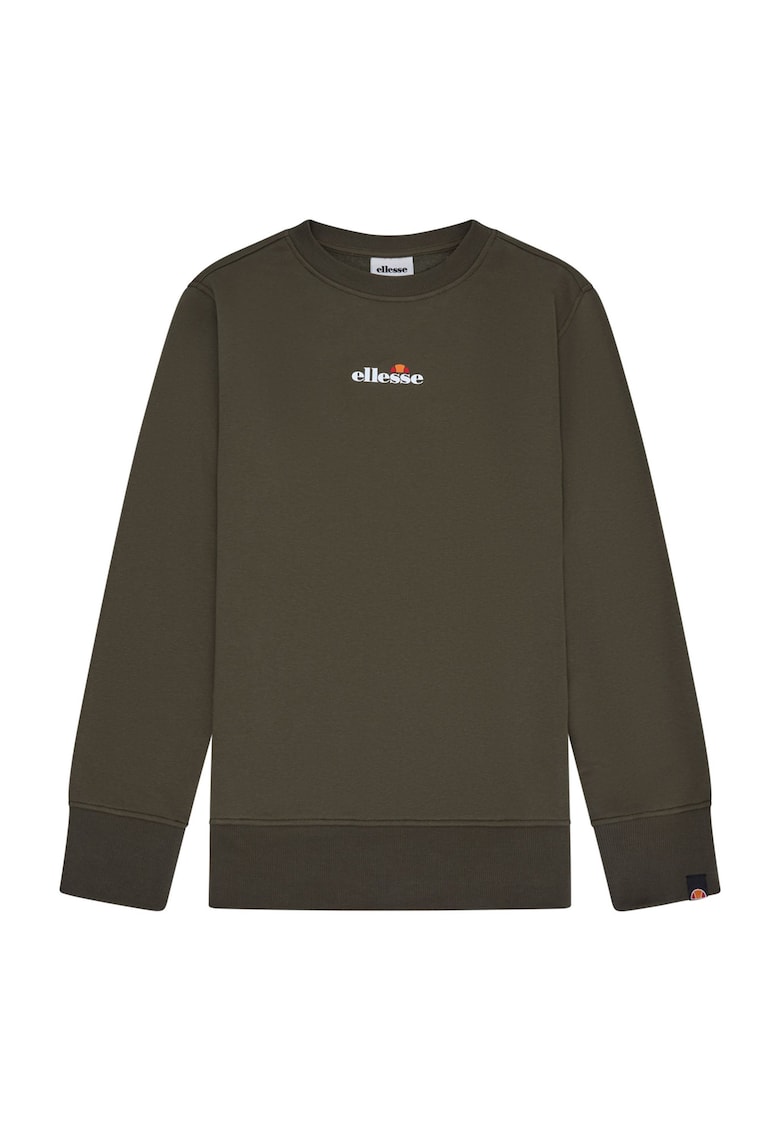 Oferte la Bluza de trening cu decolteu rotund si imprimeu text - Verde inchis