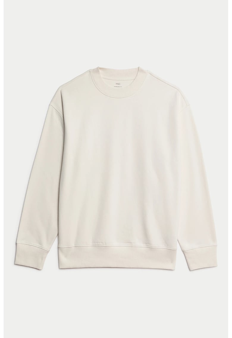 Oferte la Bluza de trening din bumbac cu decolteu la baza gatului - Alb murdar