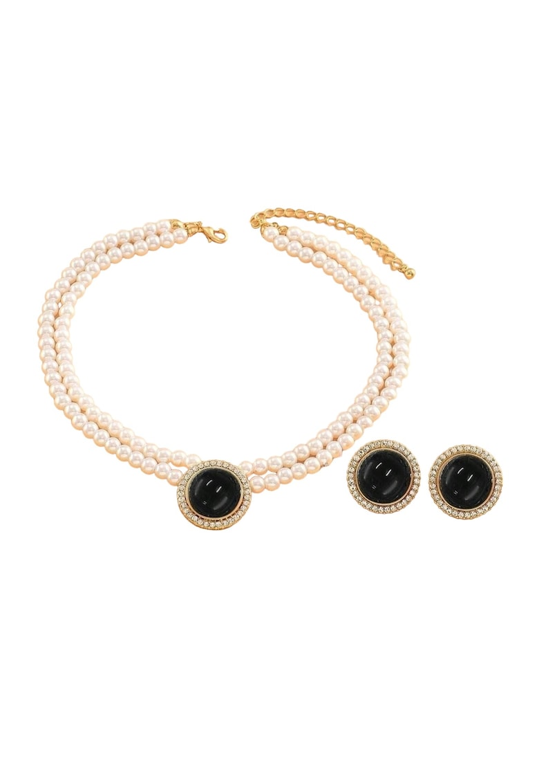 Oferte la Set colier choker si cercei - auriu - cu perle si pietre - Orville C5
