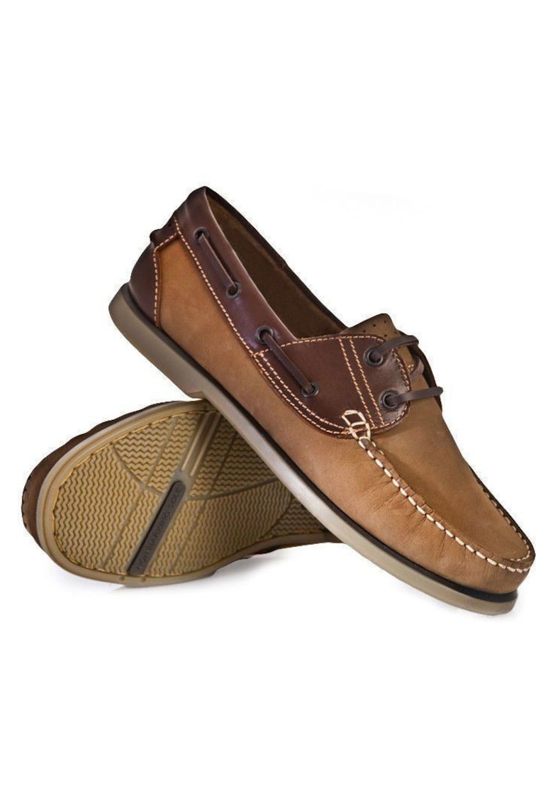 Oferte la Mocasini barbatesti din piele - stil nautic - maro - Maro
