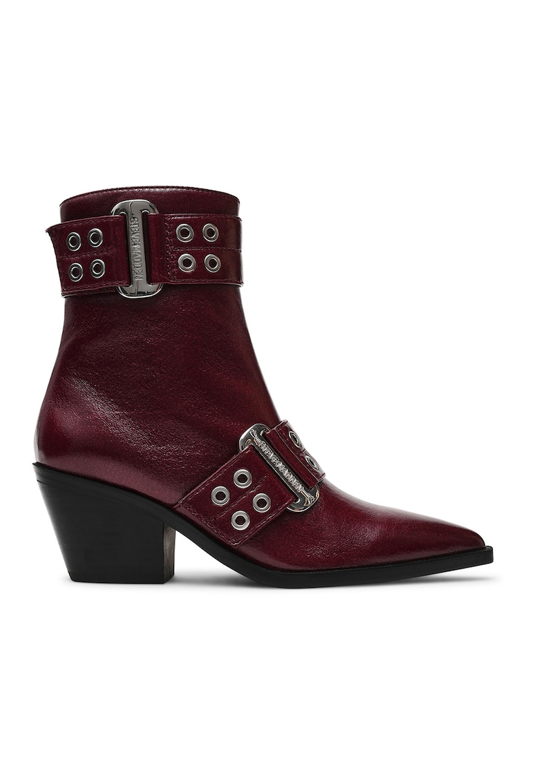 Oferte la Botine de piele ecologica cu toc - Rosu inchis