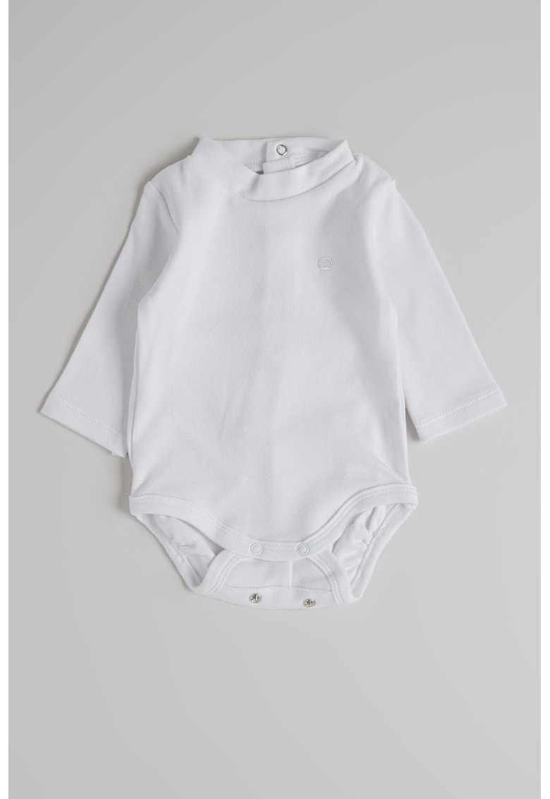 Oferte la Body din bumbac cu model uni - Alb