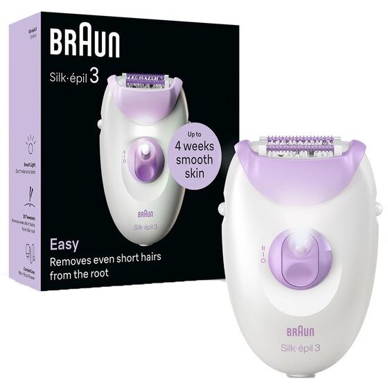 Oferte la Epilator Silk-épil 3 3-000 20 Pensete 2 Viteze Lumina LED Alb/Mov
