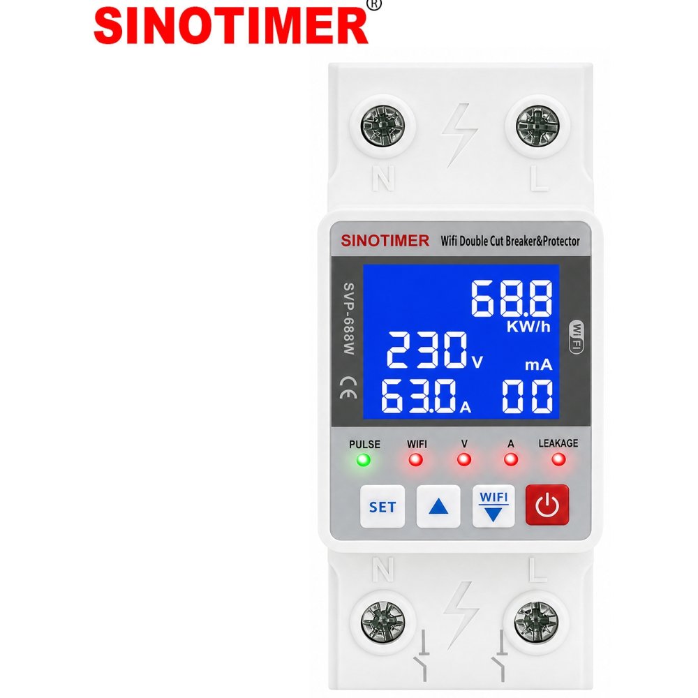 Oferte la Releu protectie, dubla deconectare, WiFi Sinotimer SVP688W-63AN2, 63A, monitorizare energie (PV), bidirectional