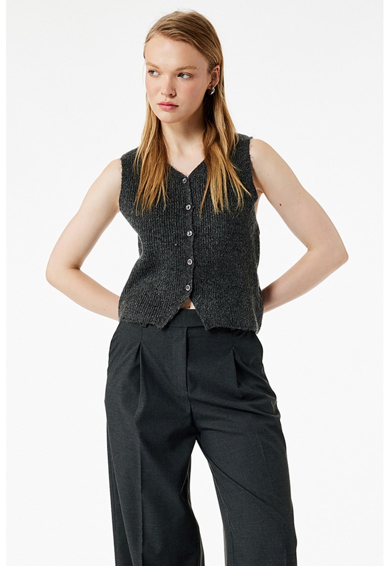 Oferte la Vesta crop tricotata - Gri inchis