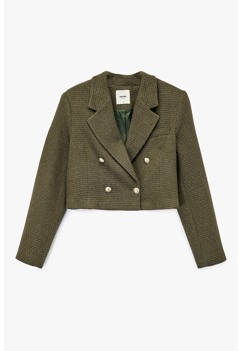 Oferte la Sacou crop cu design doua randuri de nasturi - Verde inchis