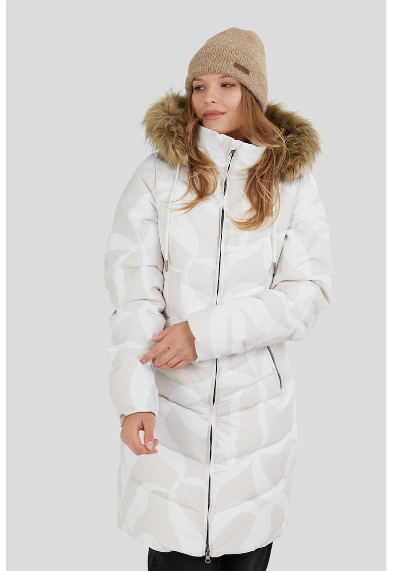 Oferte la Geaca matlasata cu vatelina si garnitura de blana sintetica Puppis - Alb optic/Alb murdar