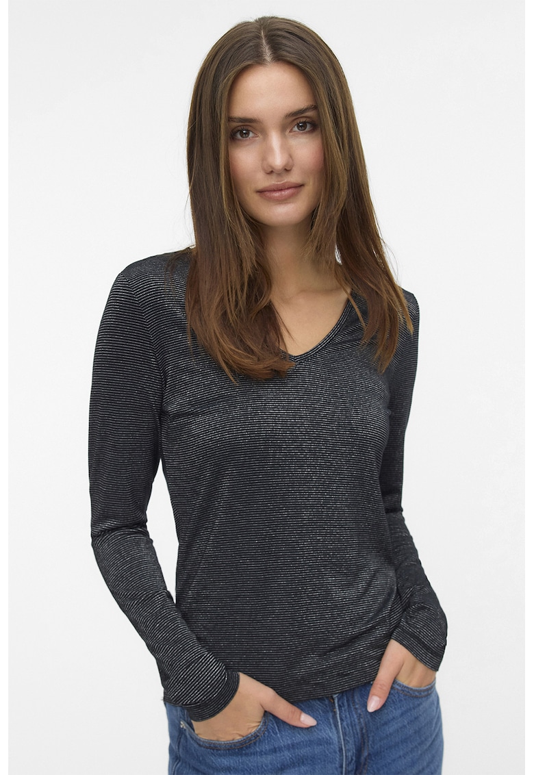 Oferte la Bluza slim fit cu insertii stralucitoare - Negru/Argintiu