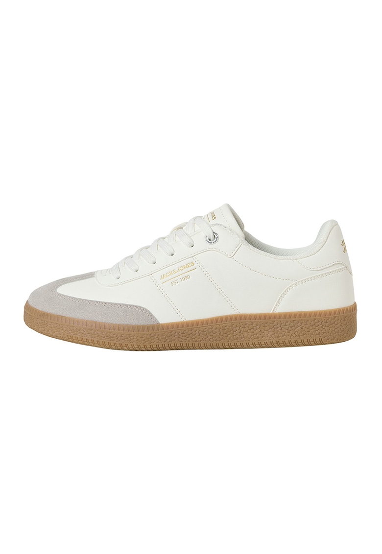 Oferte la Pantofi sport low-cut de piele ecologica - Alb/Maro taupe deschis