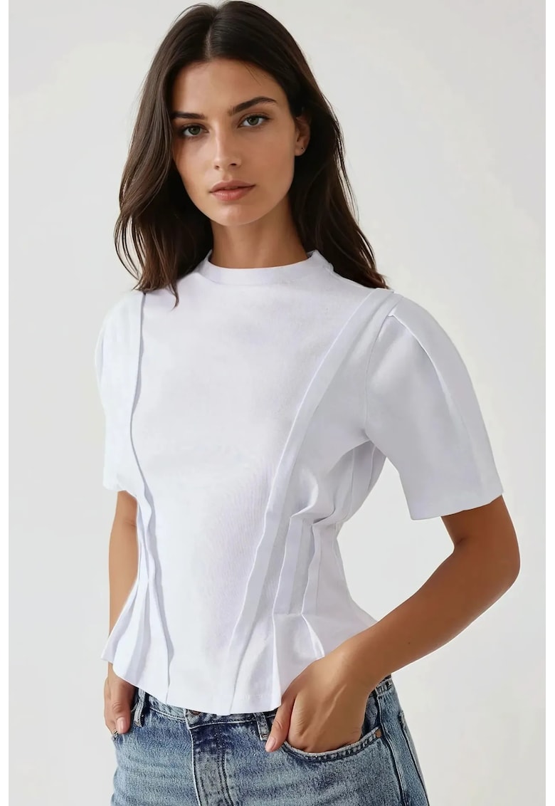 Oferte la Tricou dama  jerseu - decolteu rotund - alb