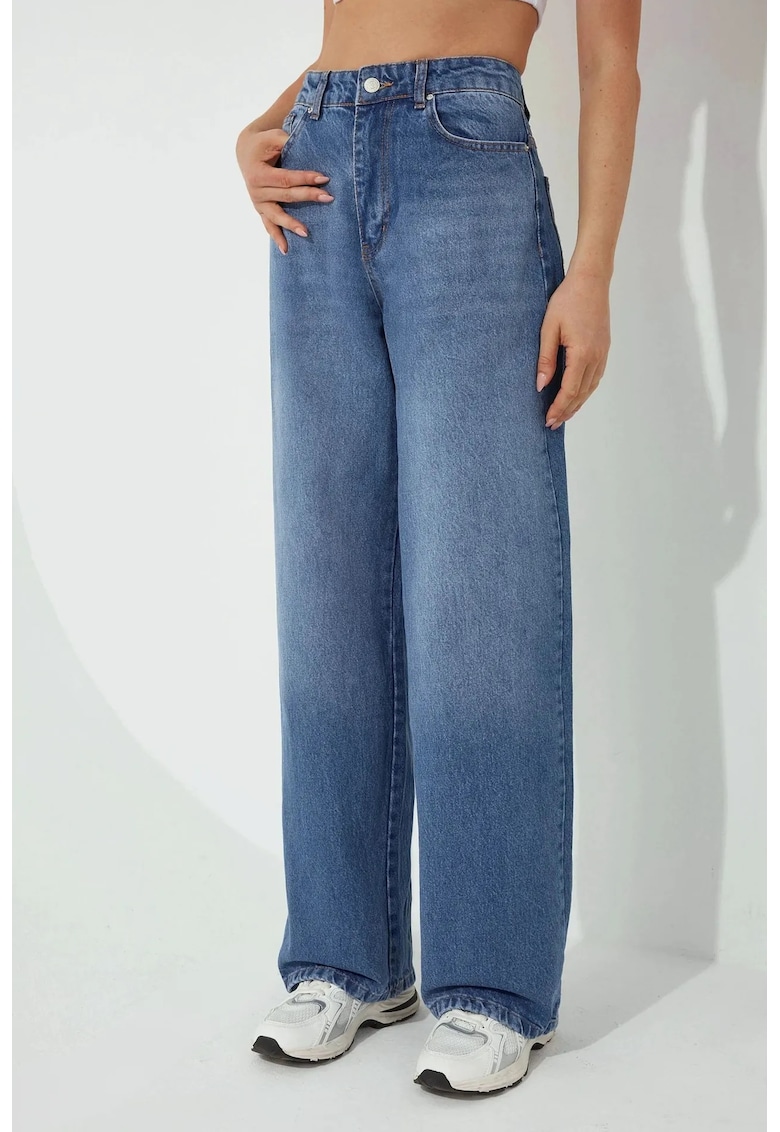 Oferte la Blugi dama  denim - croiala larga - talie normala - lungime lunga - albastru