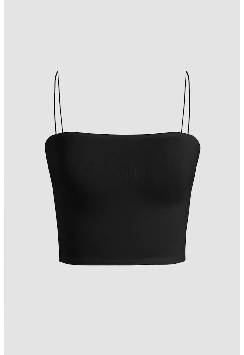 Oferte la Top scurt dama -  guler patrat - negru - poliester