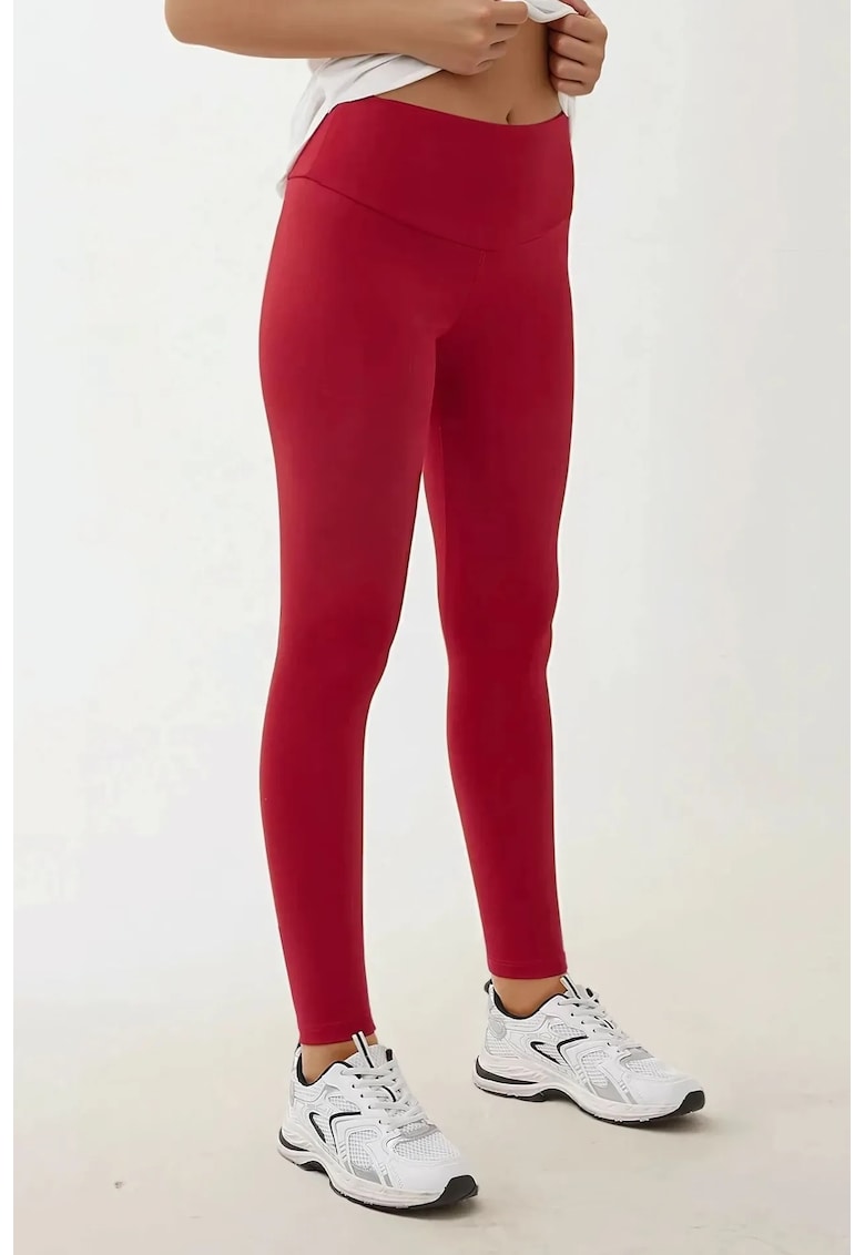Oferte la Colanti -  elastici cu talie inalta - rosii - textil