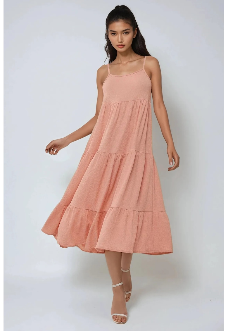 Oferte la Rochie midi -  texturata - roz - jerseu