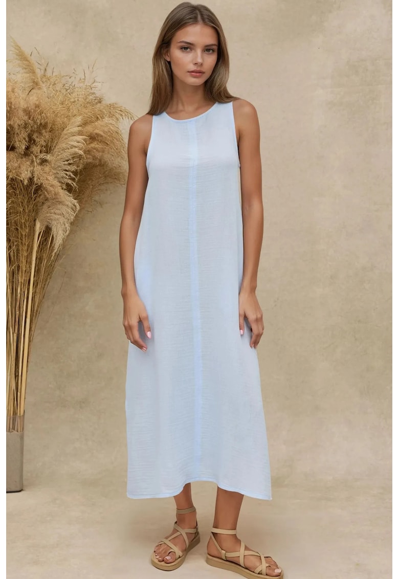 Oferte la Rochie midi -  bumbac texturat - albastru