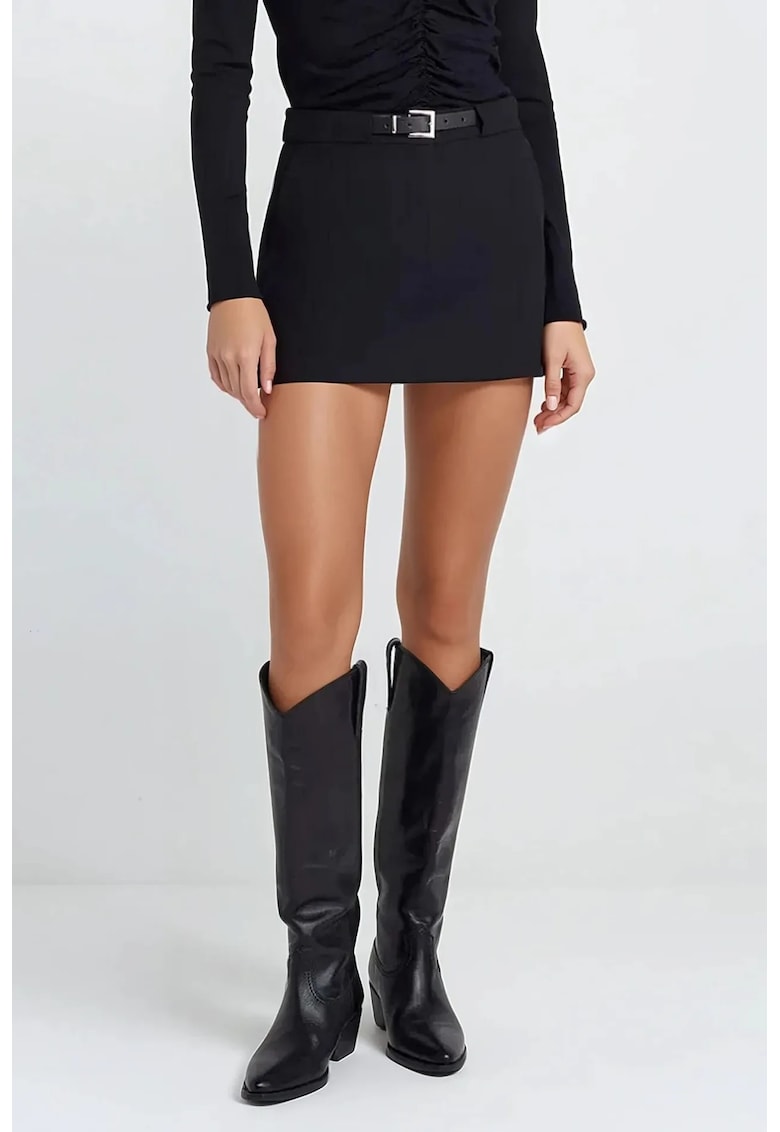 Oferte la Fusta mini dreapta dama -  talie normala - textil - negru