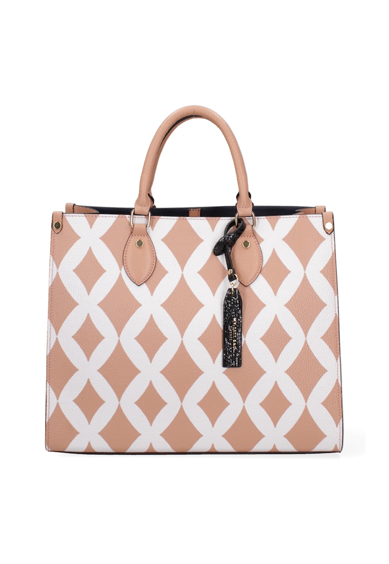 Oferte la Geanta tote de piele cu model 37655 - Alb/Roz somon