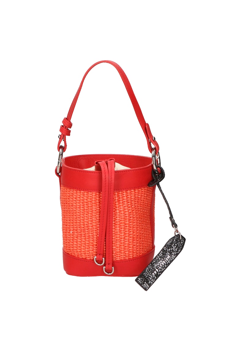 Oferte la Geanta bucket cu detalii de piele - Rosu