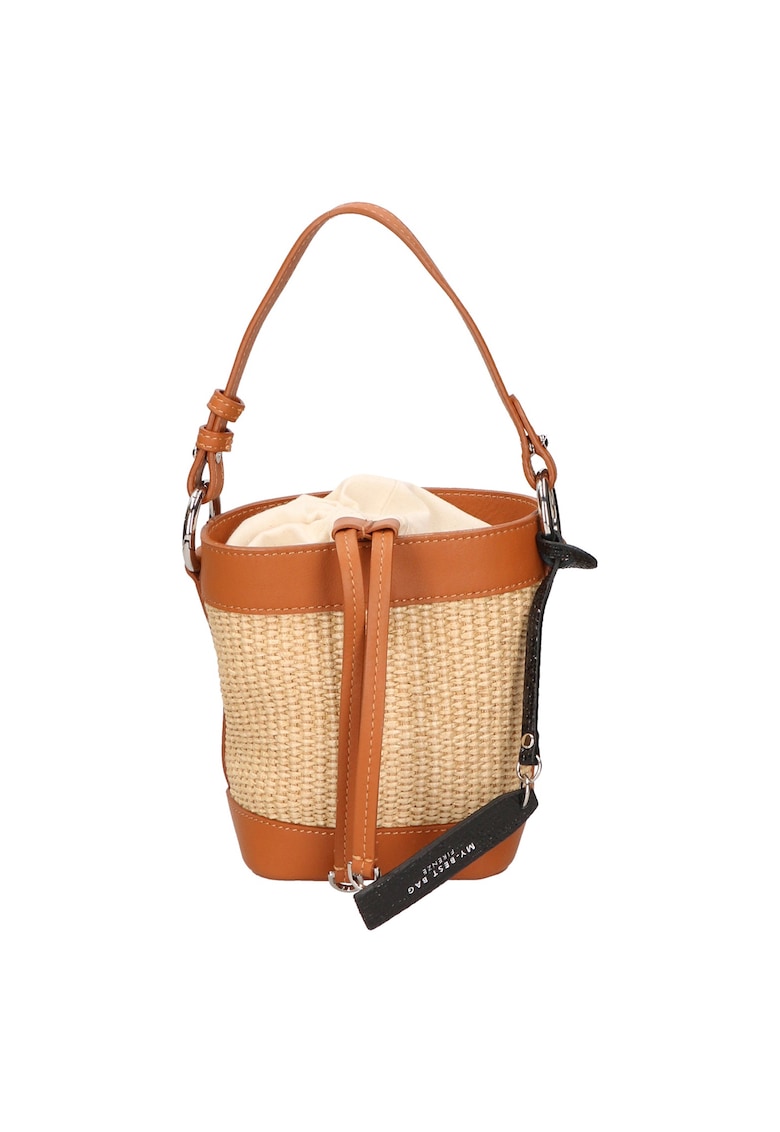 Oferte la Geanta bucket cu detalii de piele - Maro