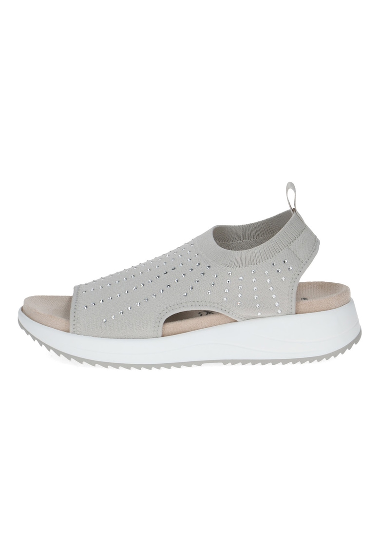 Oferte la Sandale slip-on din material textil - Gri deschis/Argintiu