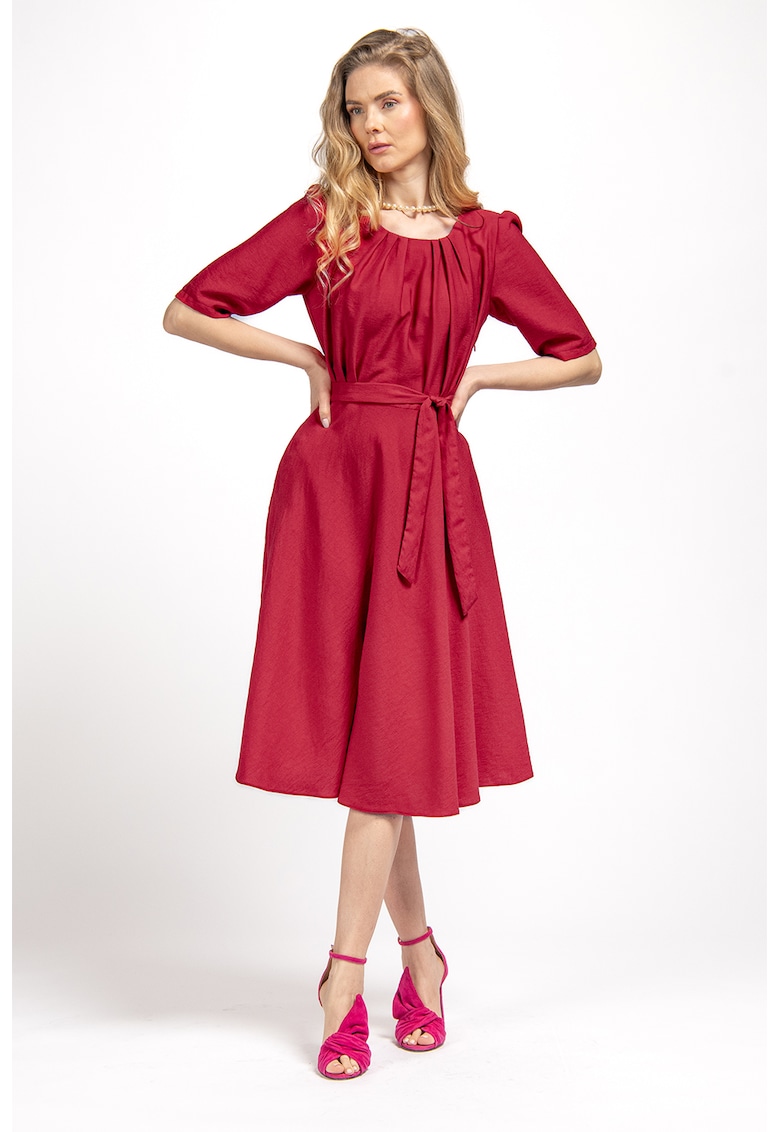 Oferte la Rochie midi evazata Sakia - Rosu