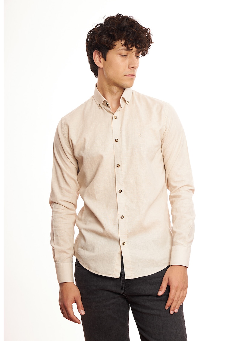 Oferte la Camasa slim fit de in - Bej