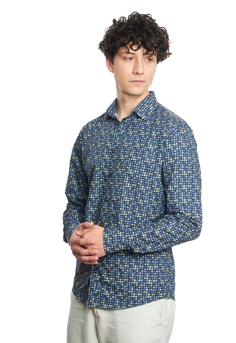 Oferte la Camasa regular fit de bumbac - Galben/Bleumarin