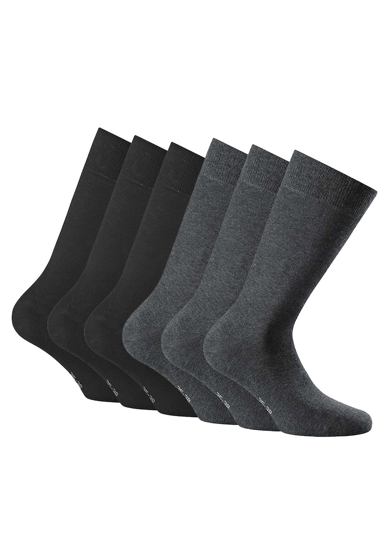 Oferte la Rohner - Set de sosete lungi unisex - 6 perechi - Negru/Gri antracit