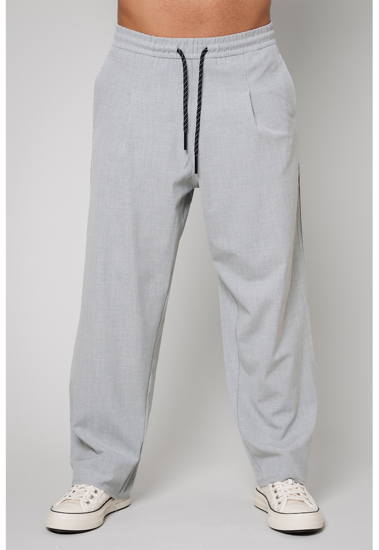 Oferte la Pantaloni supradimensionati cu snur - Gri deschis