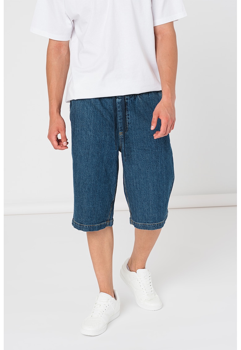 Oferte la Blugi capri de denim cu buzunare oblice - Albastru inchis
