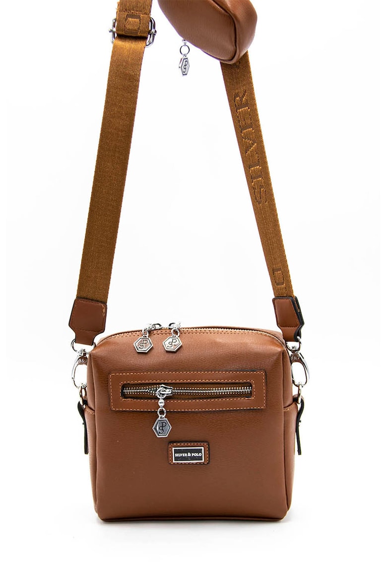 Oferte la Geanta crossbody de piele ecologica cu etui detasabil - Caramel