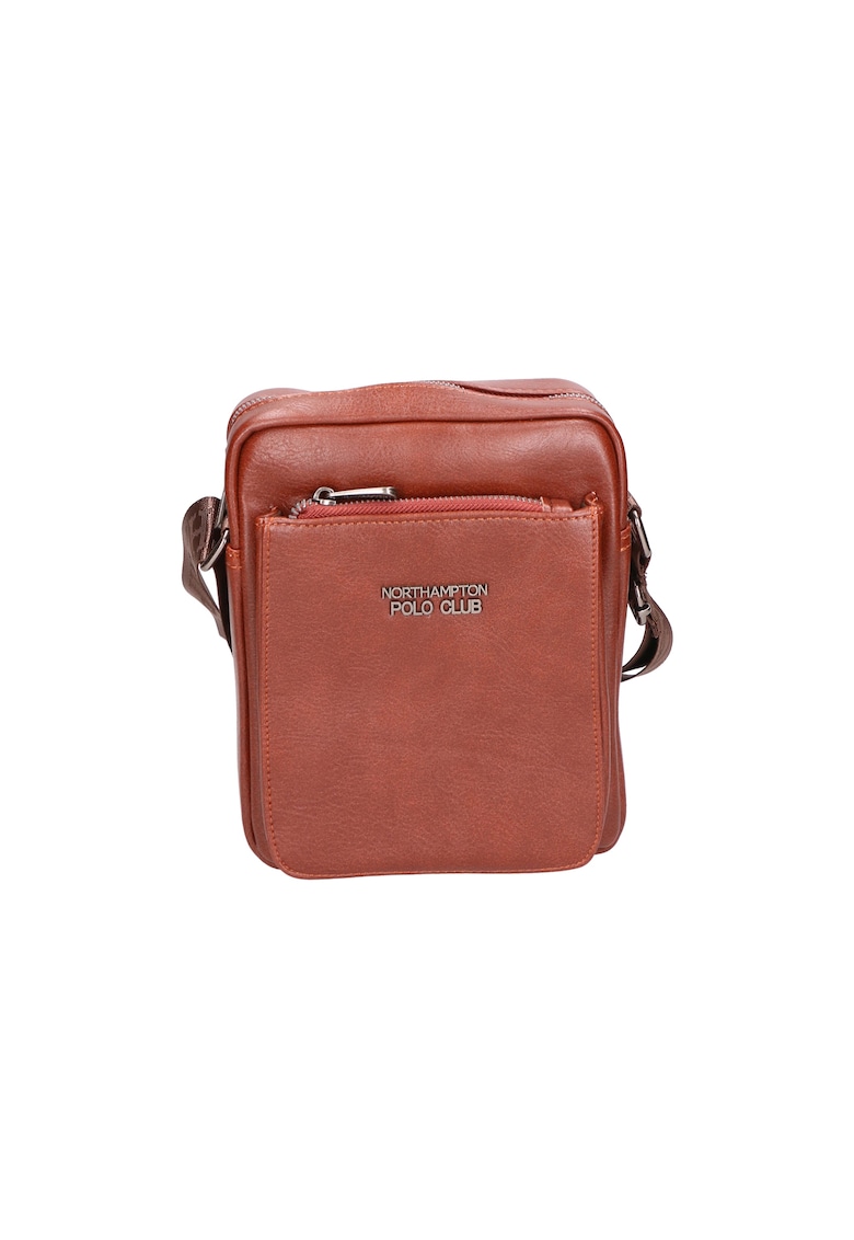 Oferte la Geanta crossbody de piele ecologica cu logo - Maro
