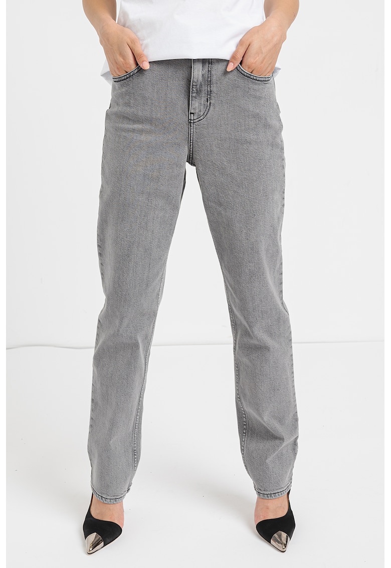 Oferte la Blugi conici cu talie inalta - Gri deschis