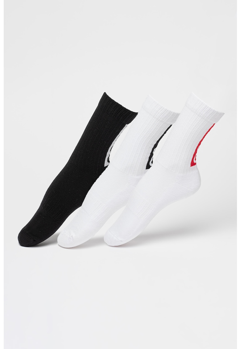 Oferte la Set de sosete lungi cu logo - 3 perechi - Rosu/Alb/Negru