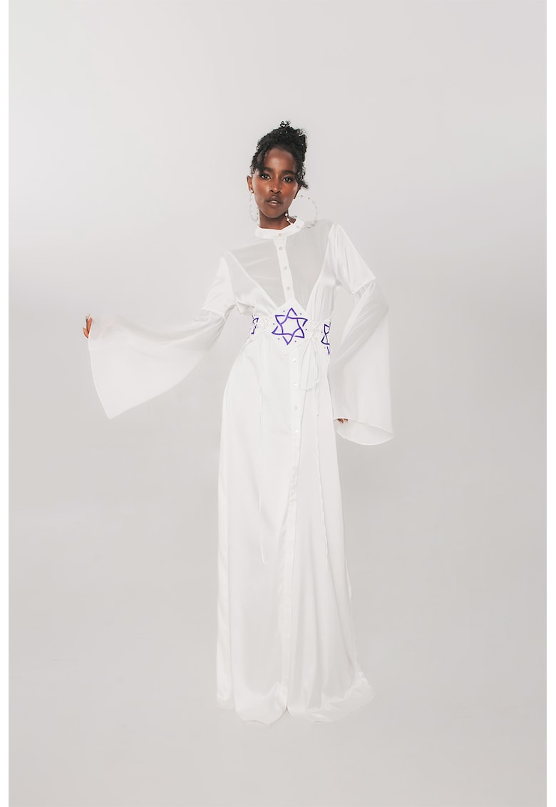 Oferte la Rochie maxi cu maneci clopot - Alb
